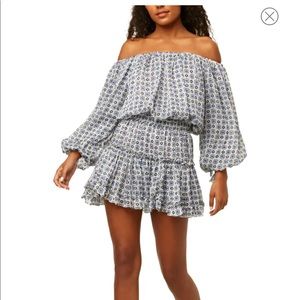 MISA LOS ANGELES Zonia Ruffle Off the Shoulder Blouson Dress